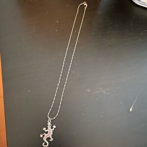Cute 18 K GP necklace with salamander pendant